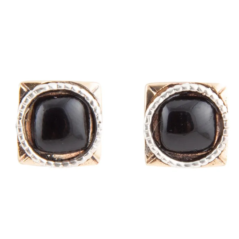 Black Onyx Mixed Metal Post Earrings sold by Barse