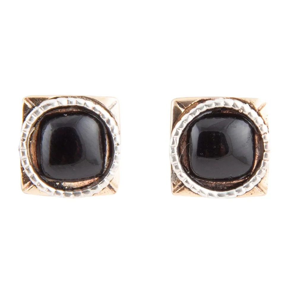 Black Onyx Mixed Metal Post Earrings sold by Barse
