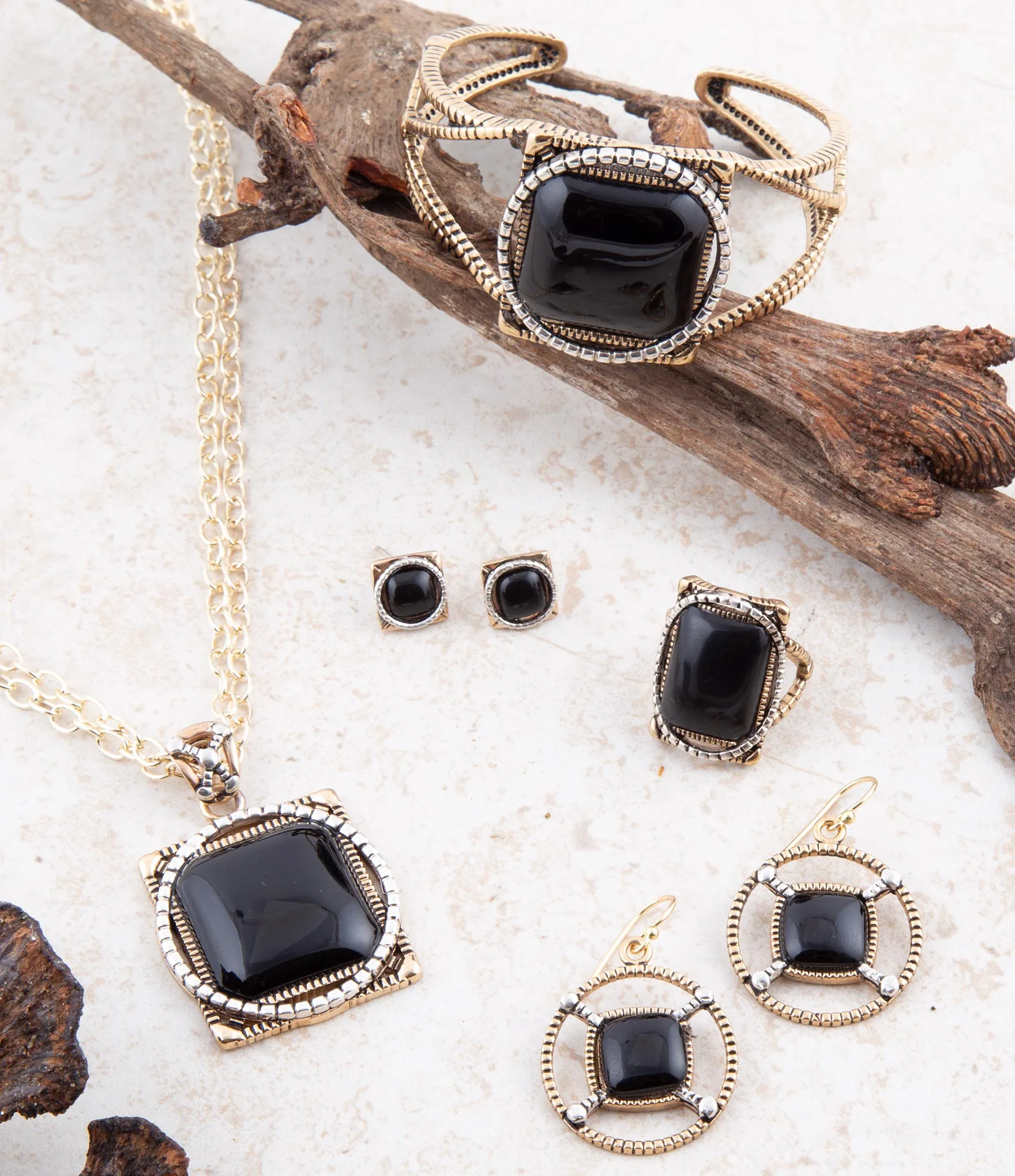 Black Onyx Mixed Metal Post Earrings sold by Barse product image thumbnail 5