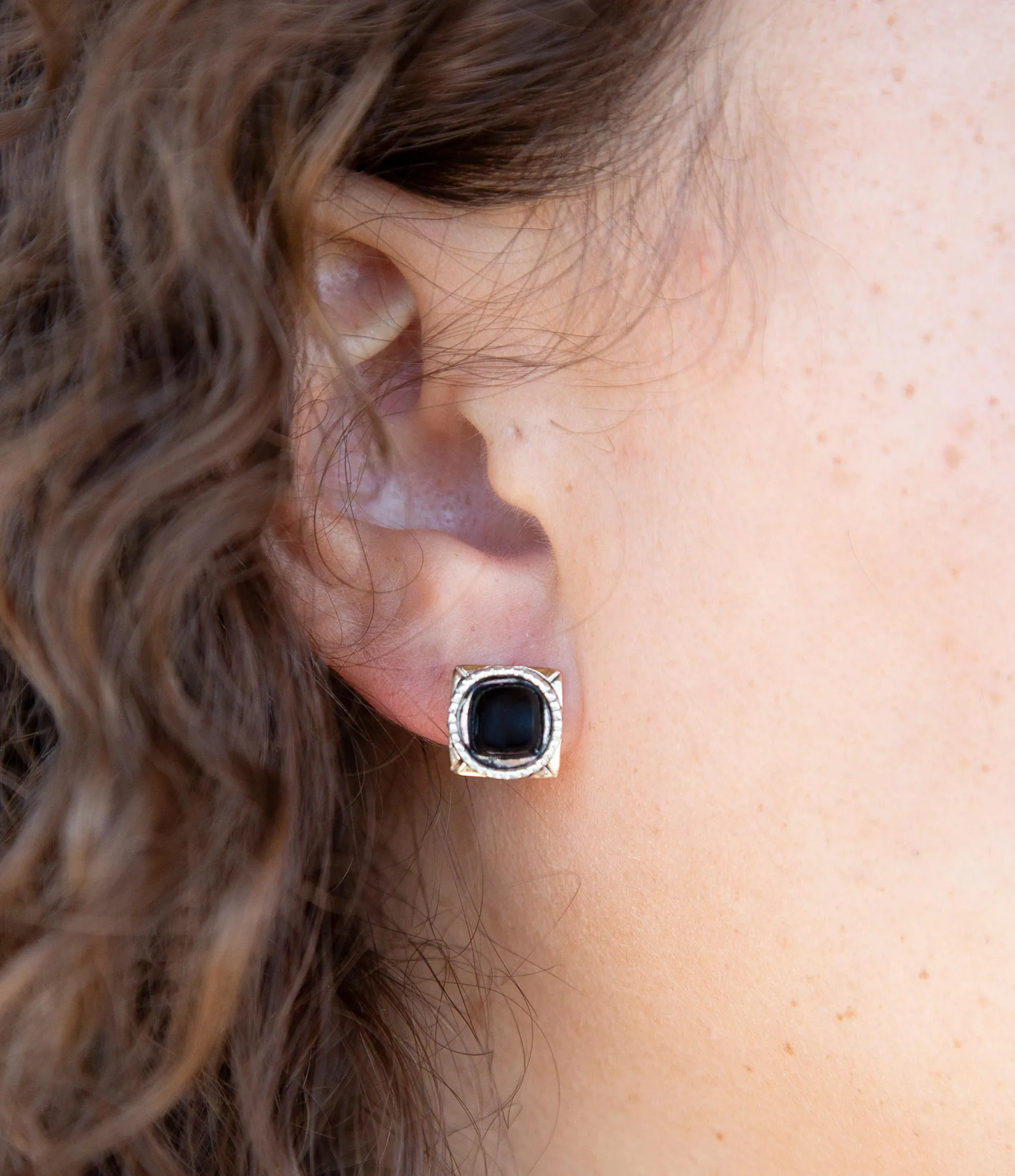 Black Onyx Mixed Metal Post Earrings sold by Barse product image thumbnail 2