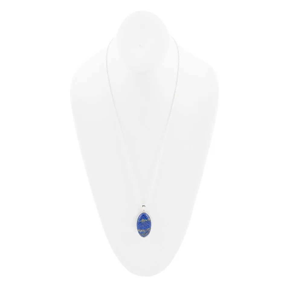 Carved Blue Lapis Sterling Silver Pendant Necklace sold by Barse product image thumbnail 4