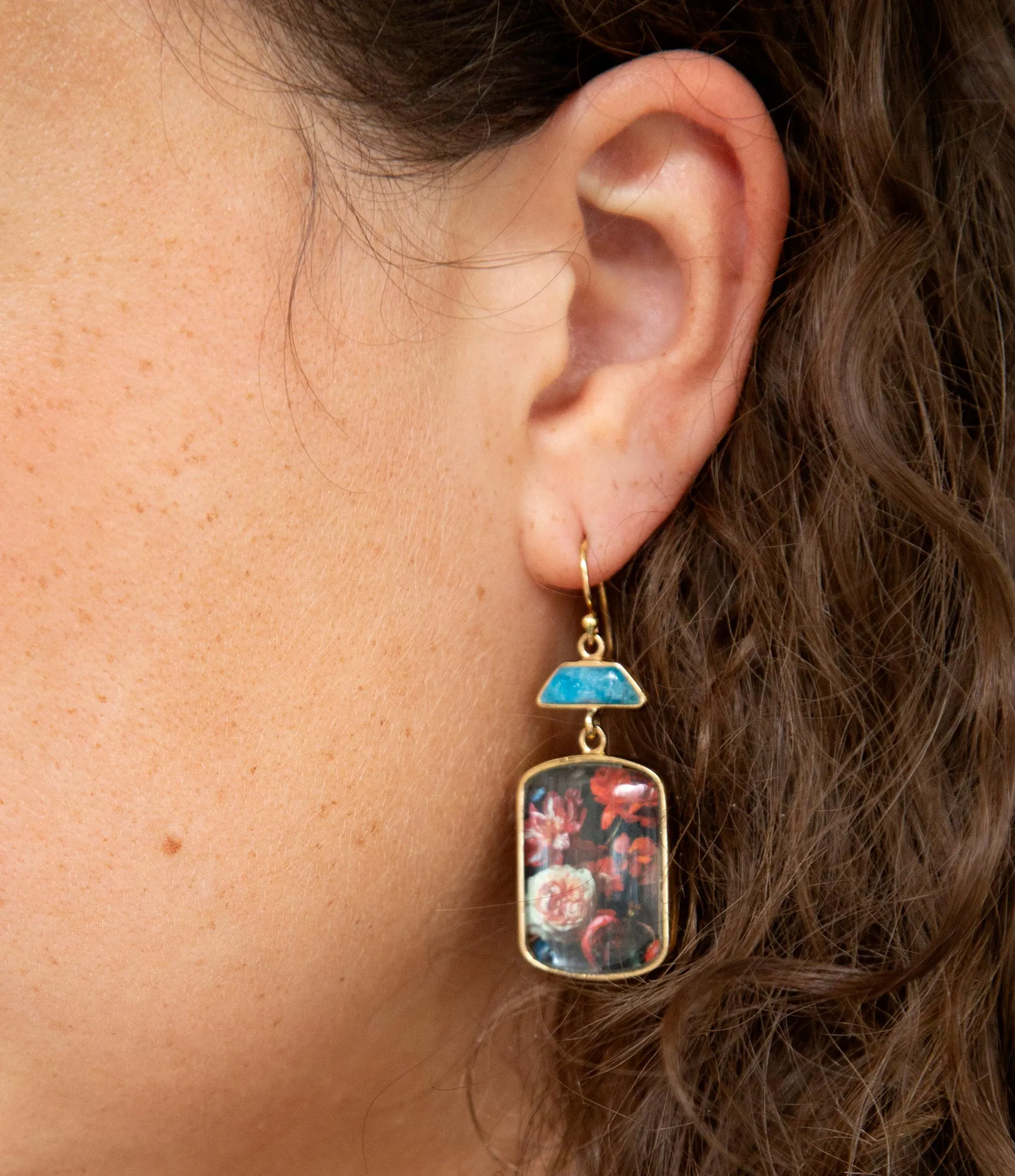 Scenic Dark Florals Blue Apatite Golden Drop Earrings sold by Barse product image thumbnail 2