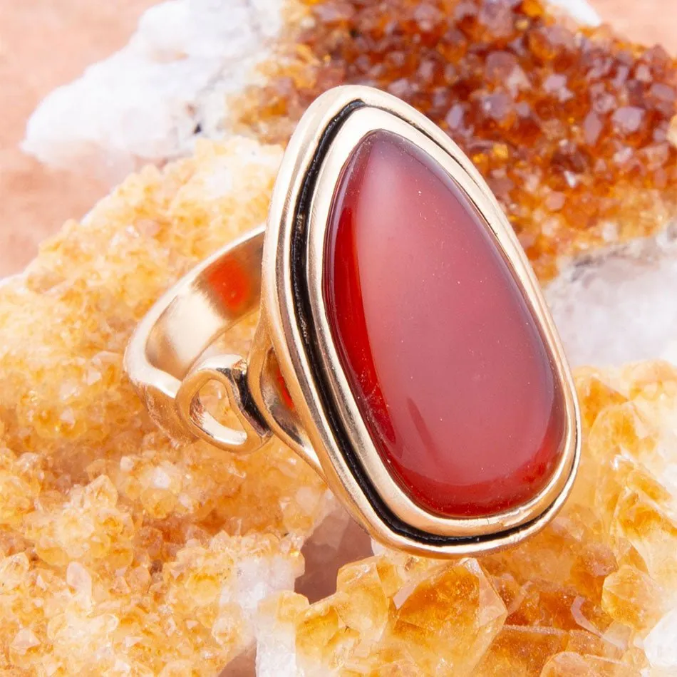 Orange Carnelian Golden Statement Ring sold by Barse product image thumbnail 3
