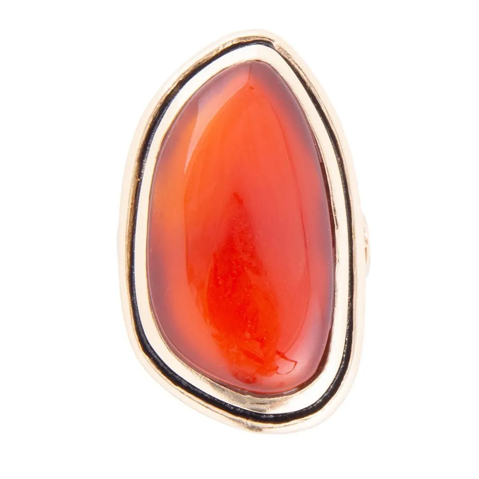 Orange Carnelian Golden Statement Ring sold by Barse product image thumbnail 5