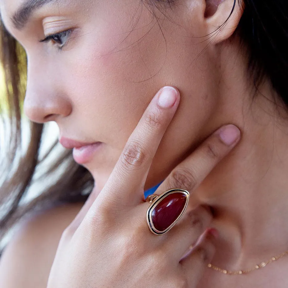 Orange Carnelian Golden Statement Ring sold by Barse product image thumbnail 2