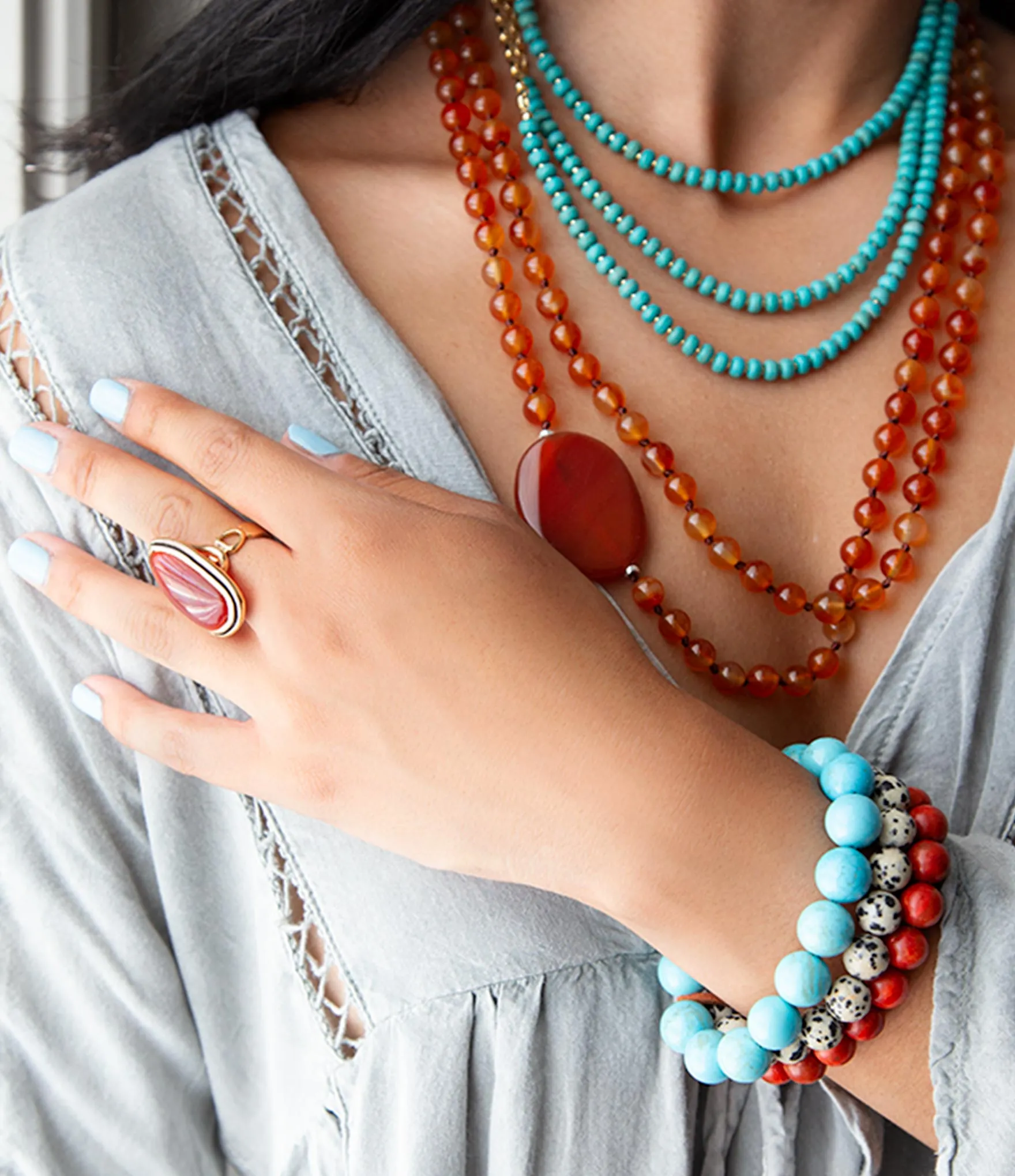 Orange Carnelian Golden Statement Ring sold by Barse product image thumbnail 4