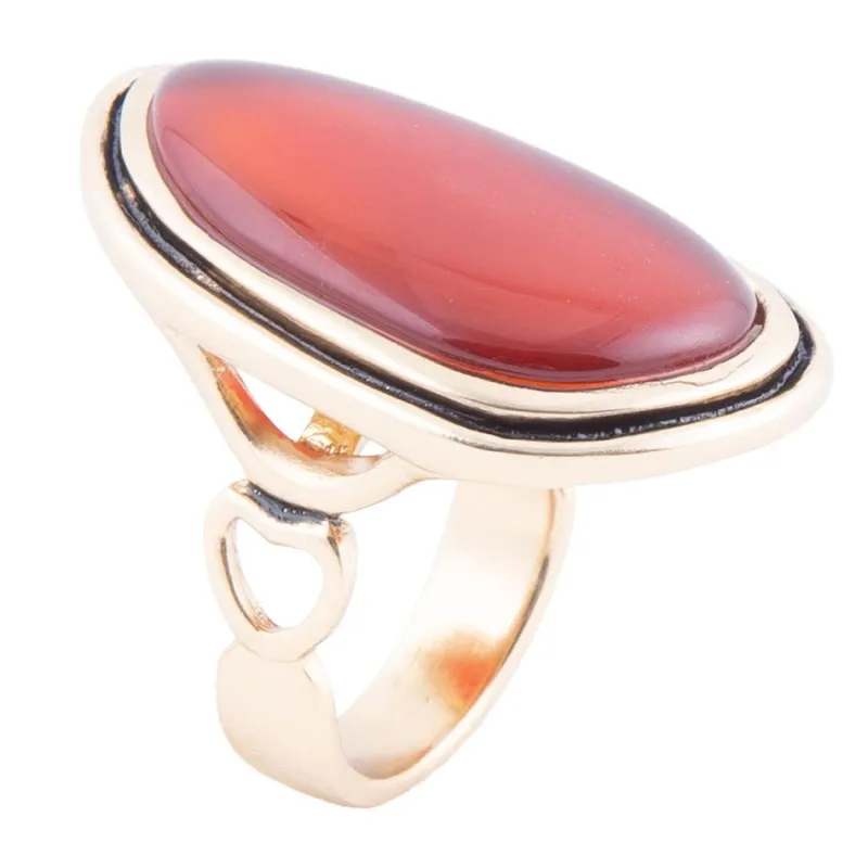 Orange Carnelian Golden Statement Ring sold by Barse