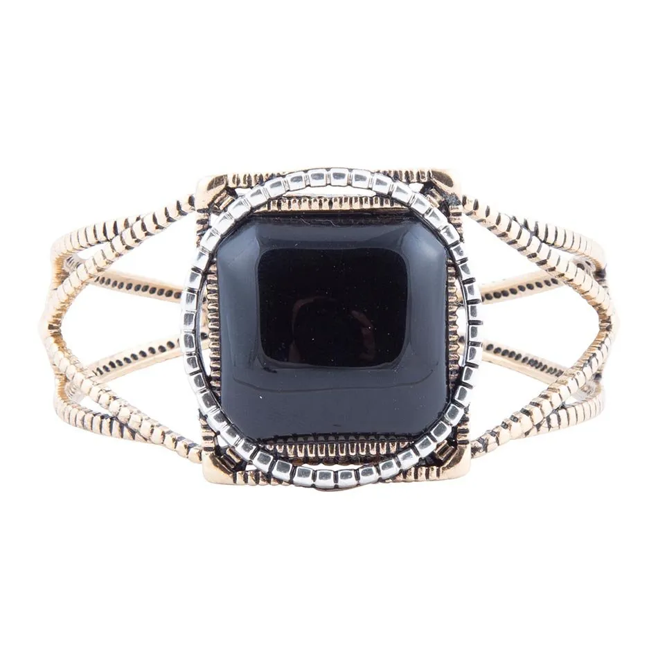 Onyx Mixed Metal Golden Cuff Bracelet sold by Barse product image thumbnail 3