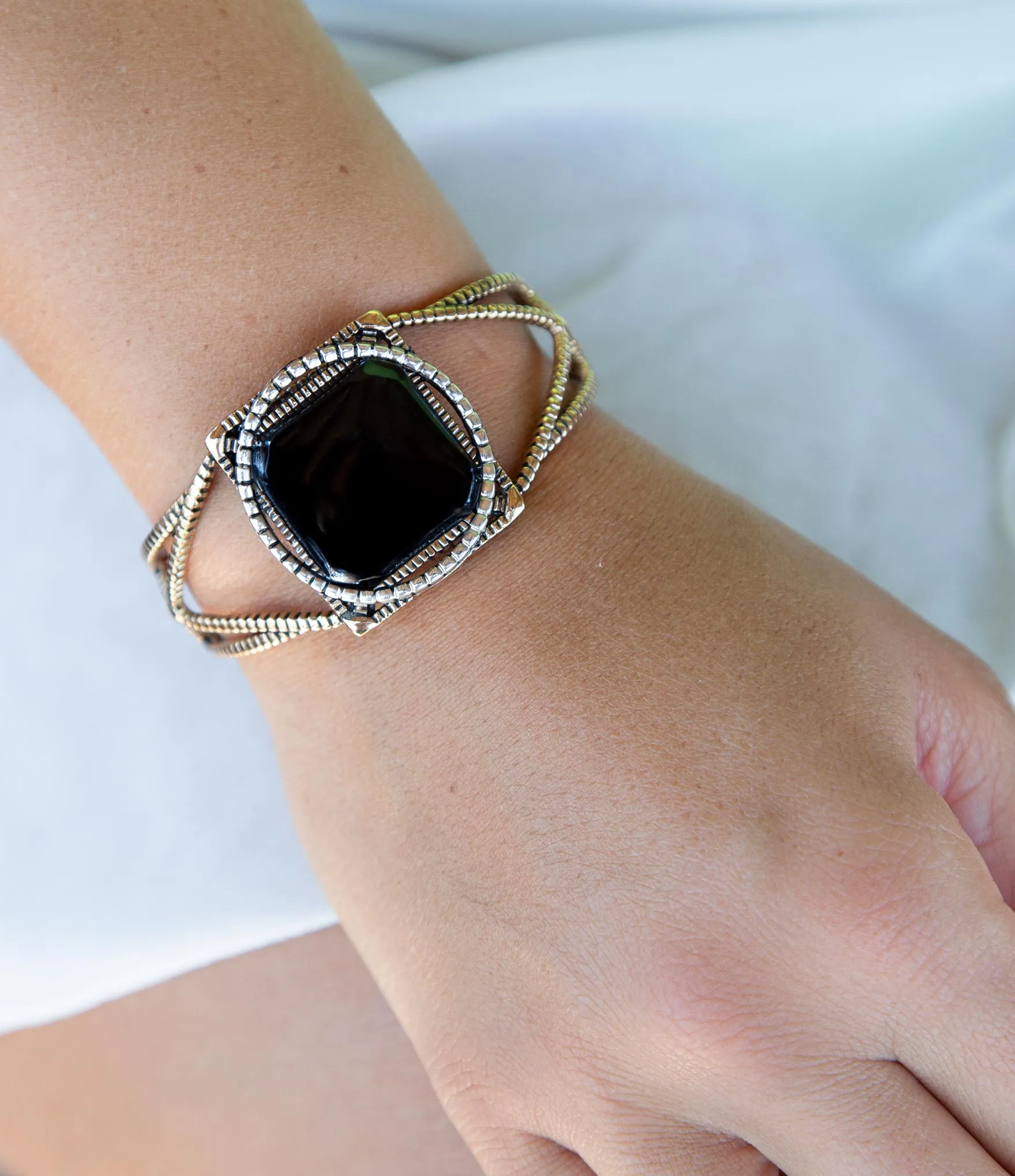 Onyx Mixed Metal Golden Cuff Bracelet sold by Barse product image thumbnail 2
