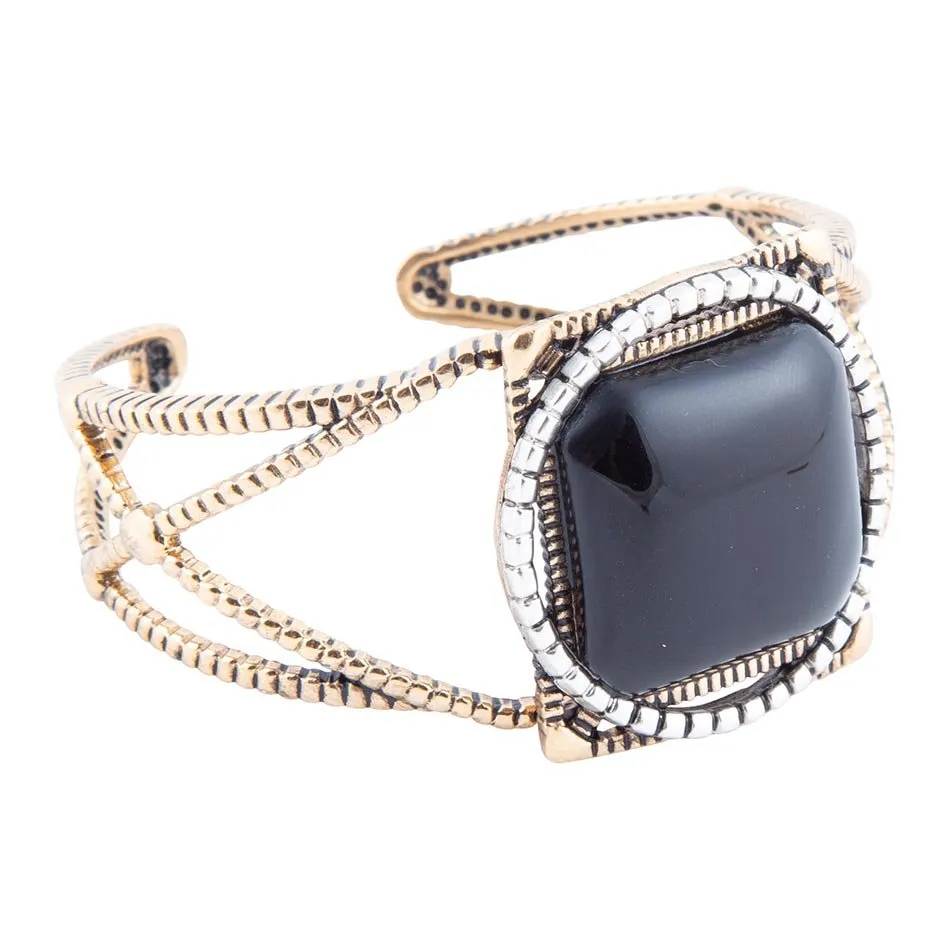 Onyx Mixed Metal Golden Cuff Bracelet sold by Barse