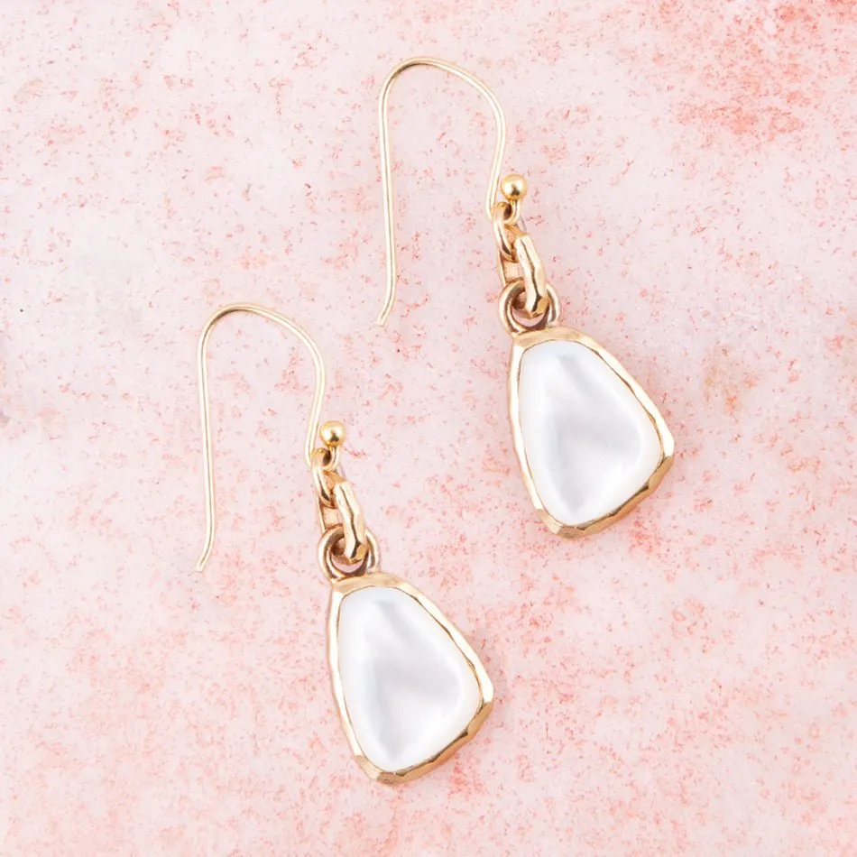 White Mother of Pearl Golden Drop Earrings sold by Barse product image thumbnail 2