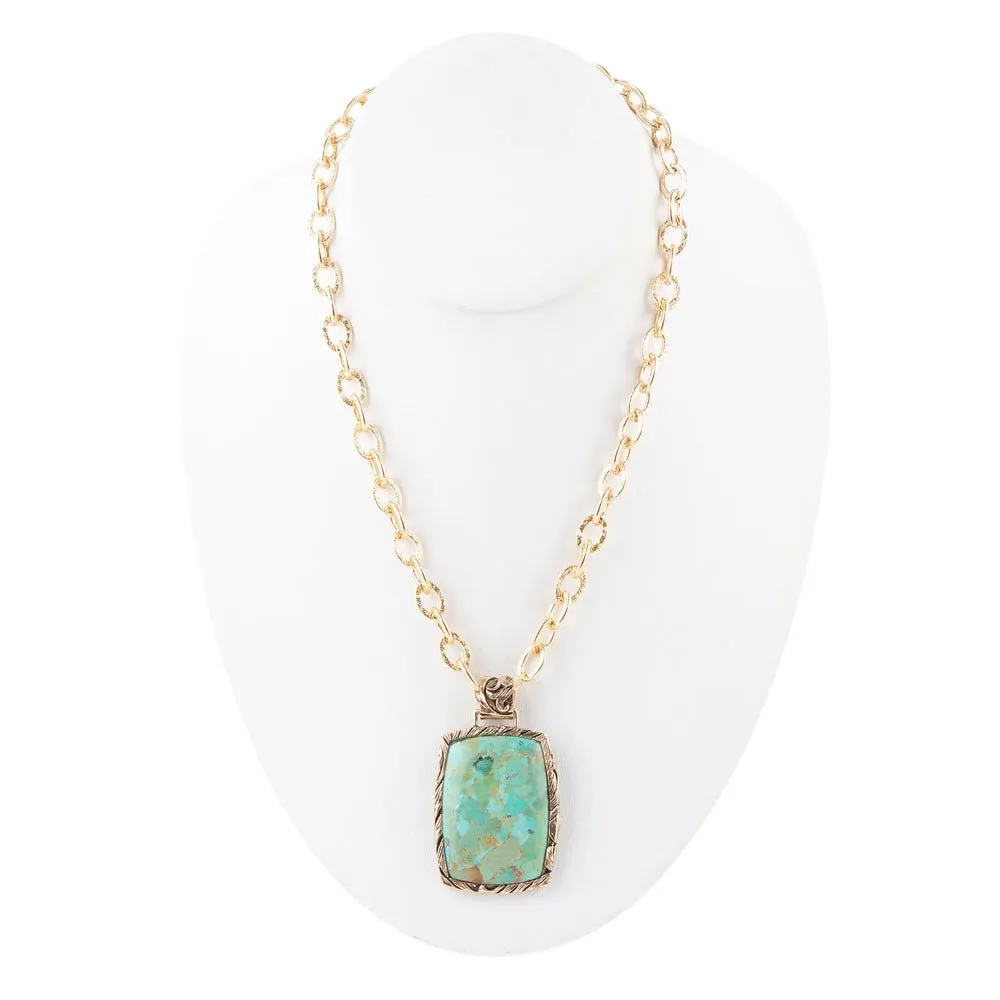 Jacquard Blue Turquoise Golden Pendant Necklace sold by Barse product image thumbnail 3