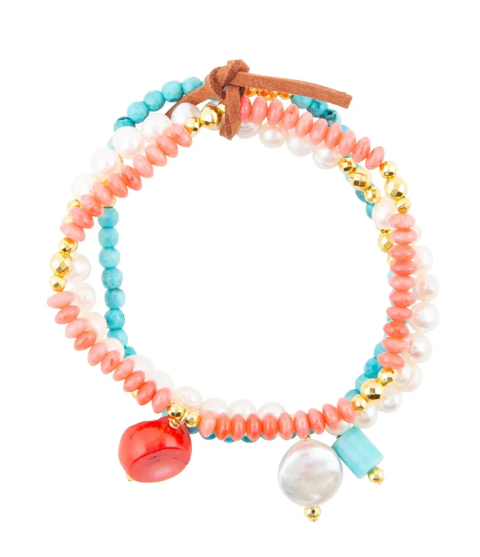 Mandy Colorful Pearl Stretch Bracelet Set sold by Barse