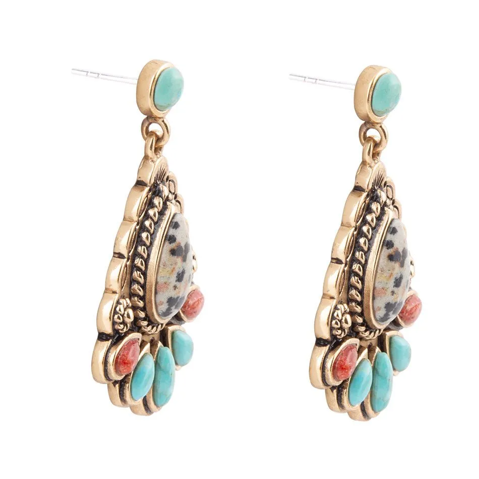 Dalmatian Jasper Colorful Golden Drop Earrings sold by Barse product image thumbnail 4