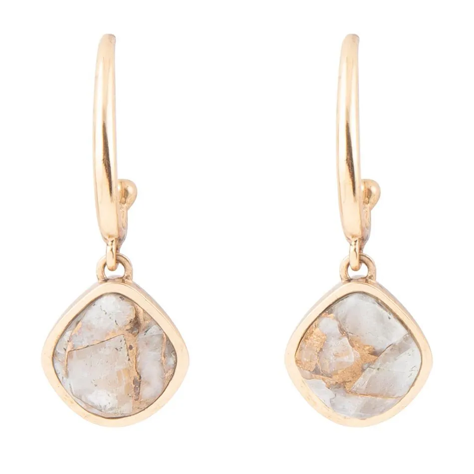 White and Golded Calcite Drop Earrings sold by Barse