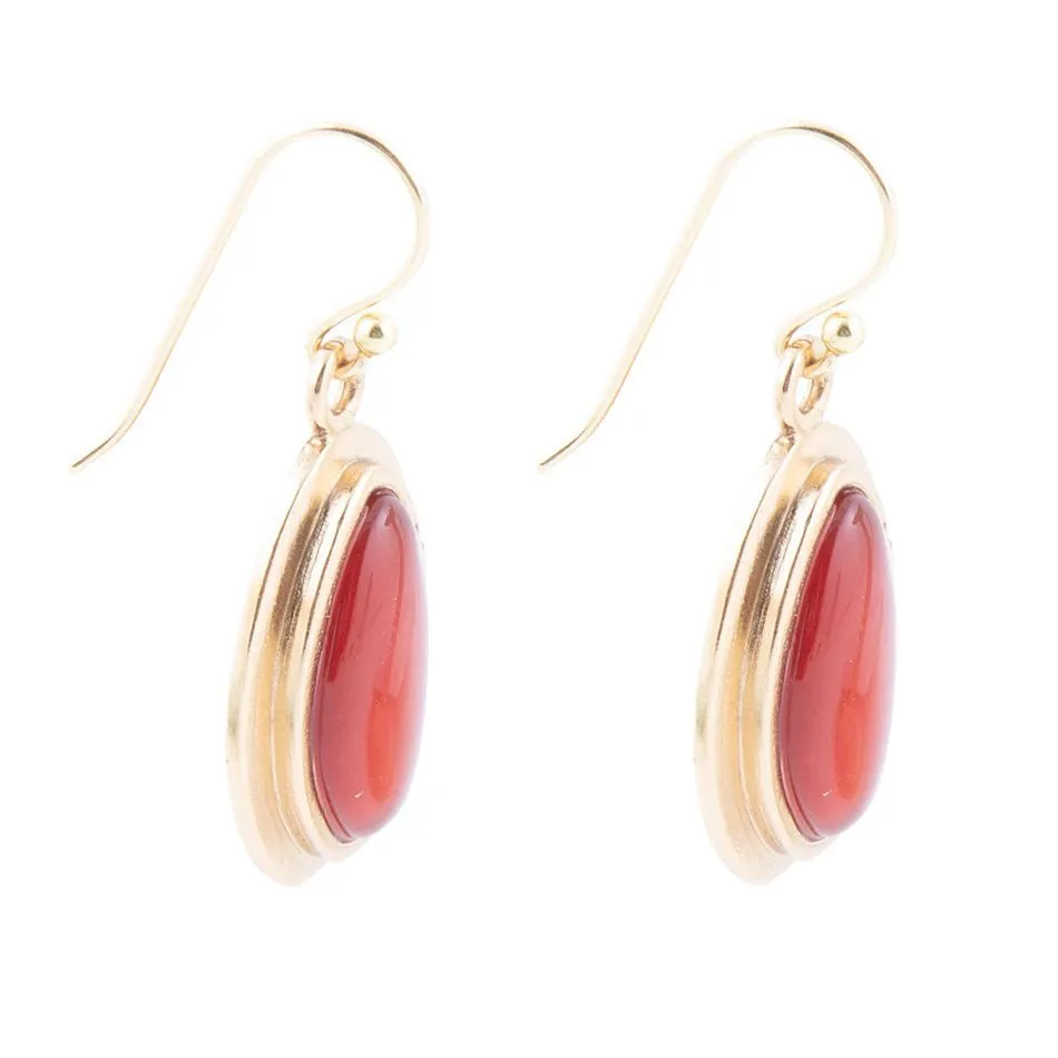 Orange Carnelian Golden Drop Earrings sold by Barse product image thumbnail 4