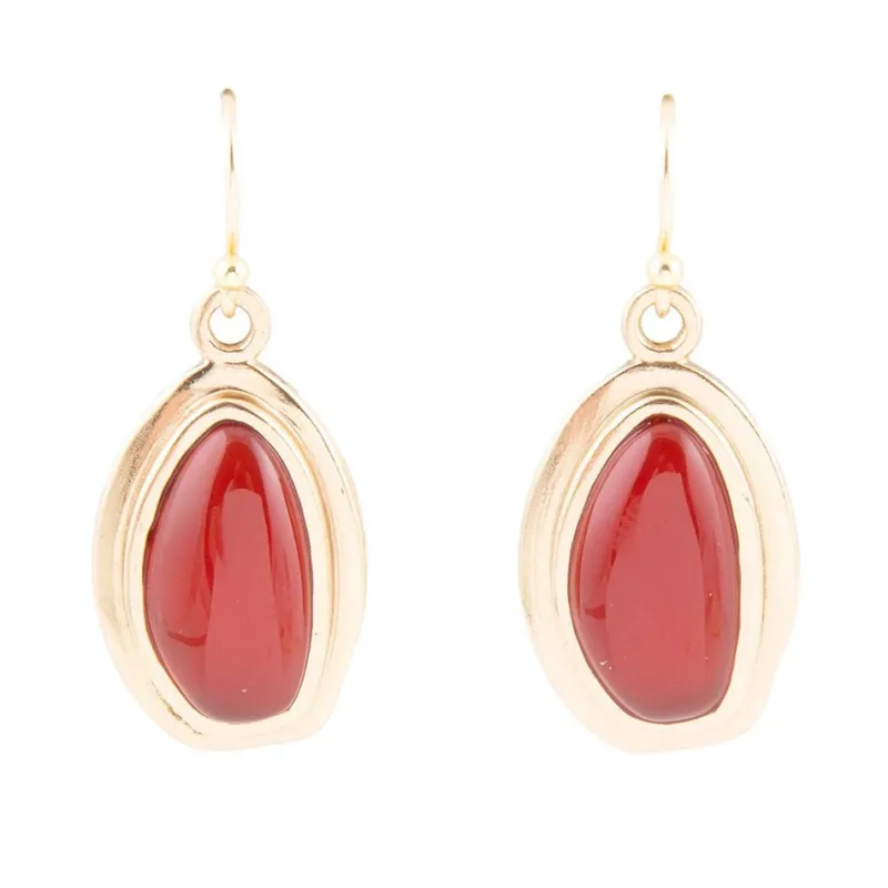 Orange Carnelian Golden Drop Earrings sold by Barse