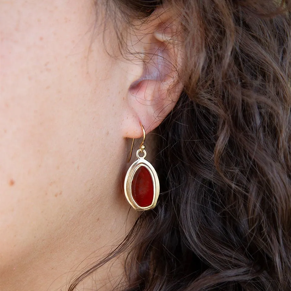 Orange Carnelian Golden Drop Earrings sold by Barse product image thumbnail 2