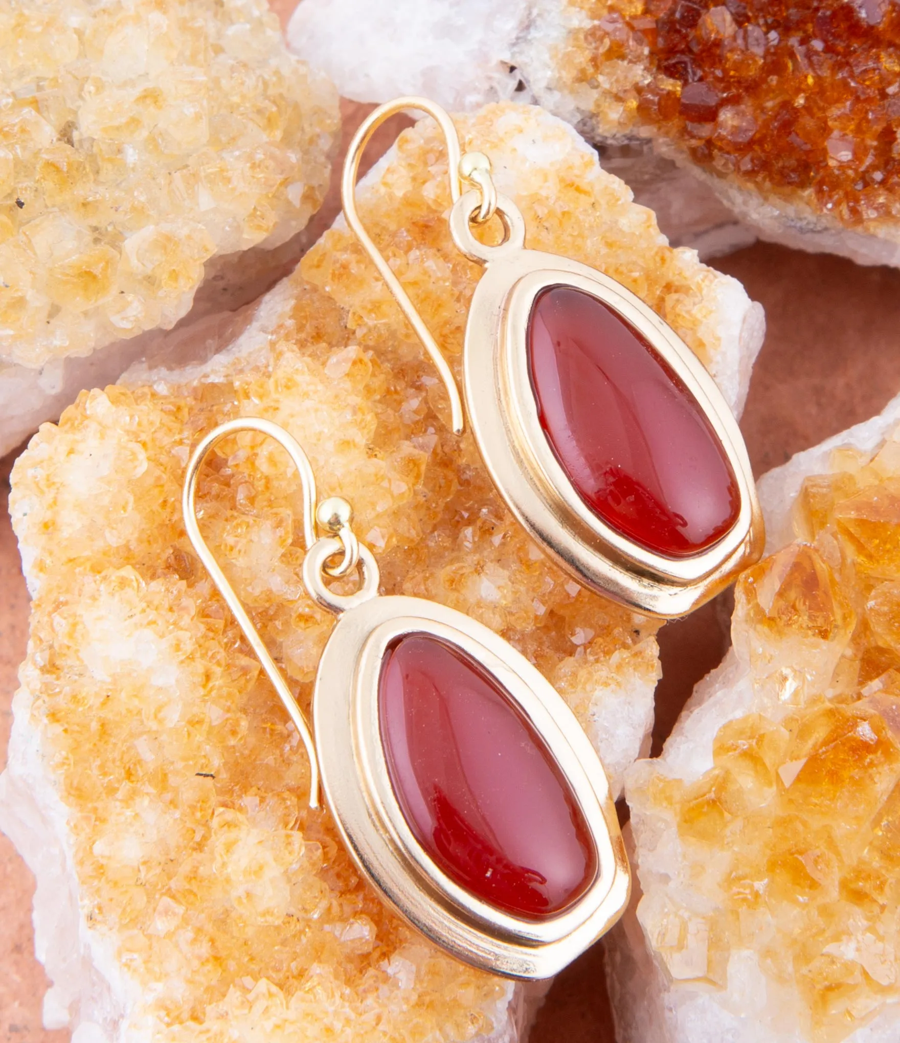 Orange Carnelian Golden Drop Earrings sold by Barse product image thumbnail 3
