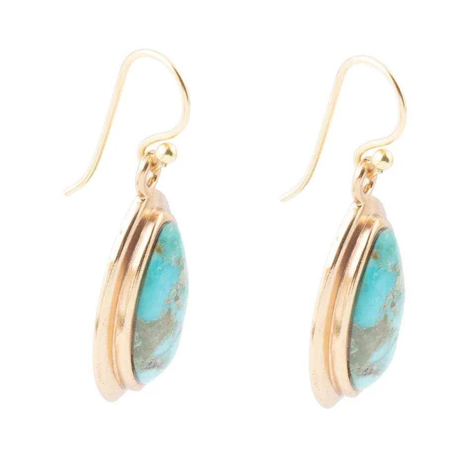 Genuine Blue Turquoise Golden Drop Earrings sold by Barse product image thumbnail 3