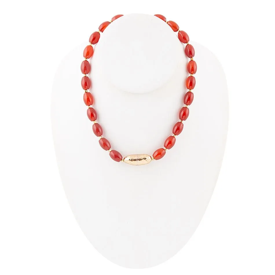 Orange Carnelian Golden Beaded Statement Necklace sold by Barse product image thumbnail 4