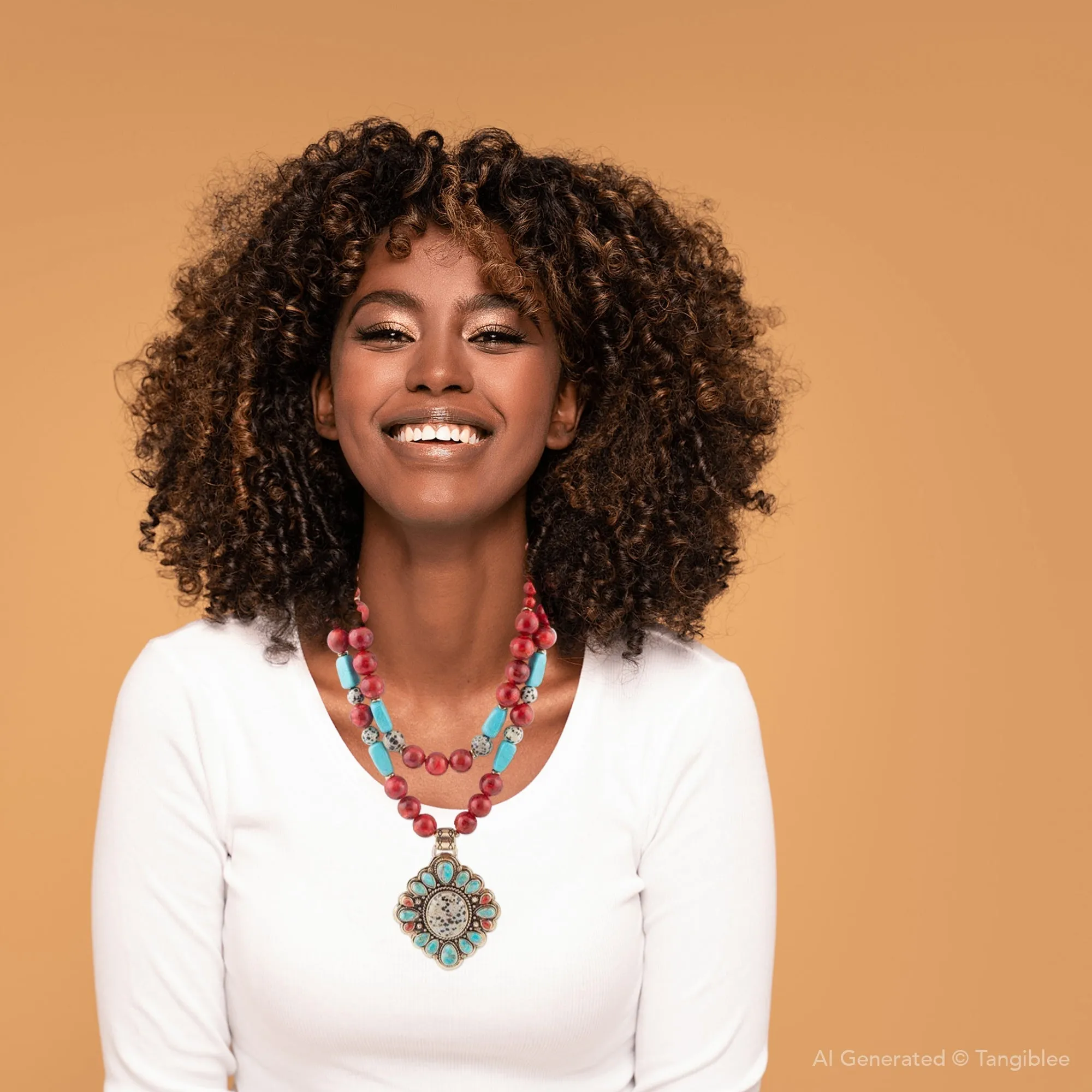 Dalmatian Jasper Colorful Golden Pendant Necklace sold by Barse product image thumbnail 4