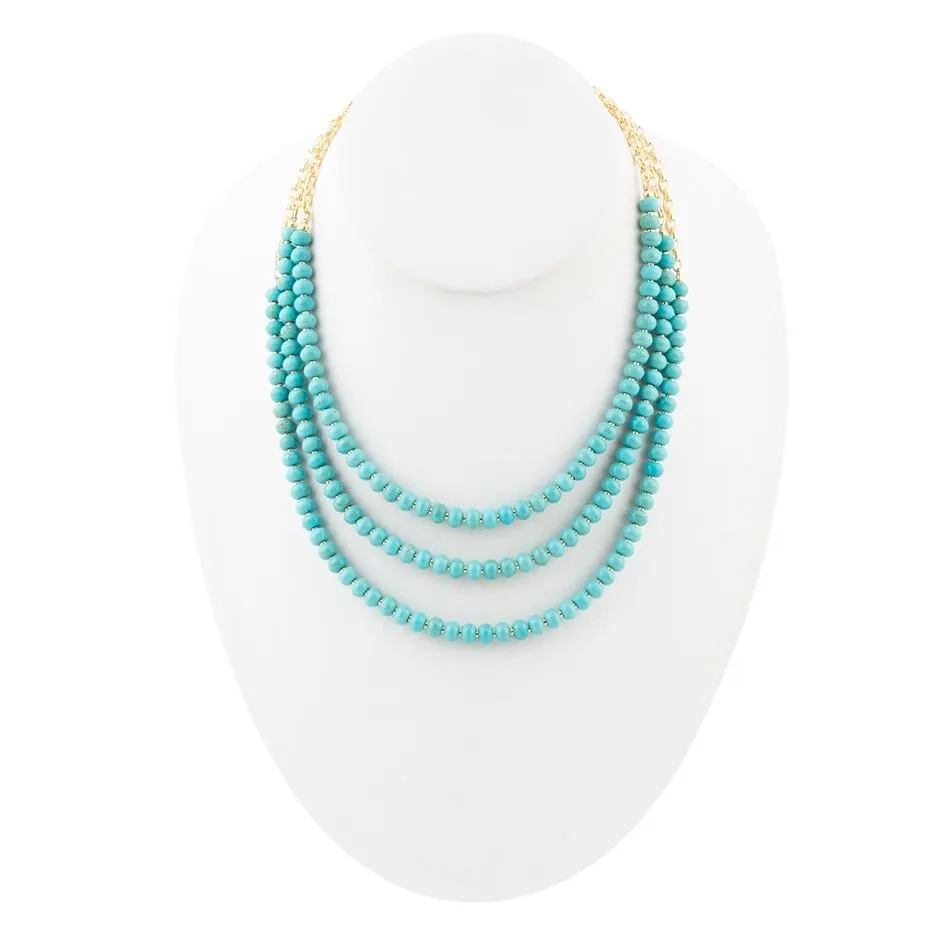 Blue Turquoise Magnesite Golden Necklace sold by Barse product image thumbnail 5