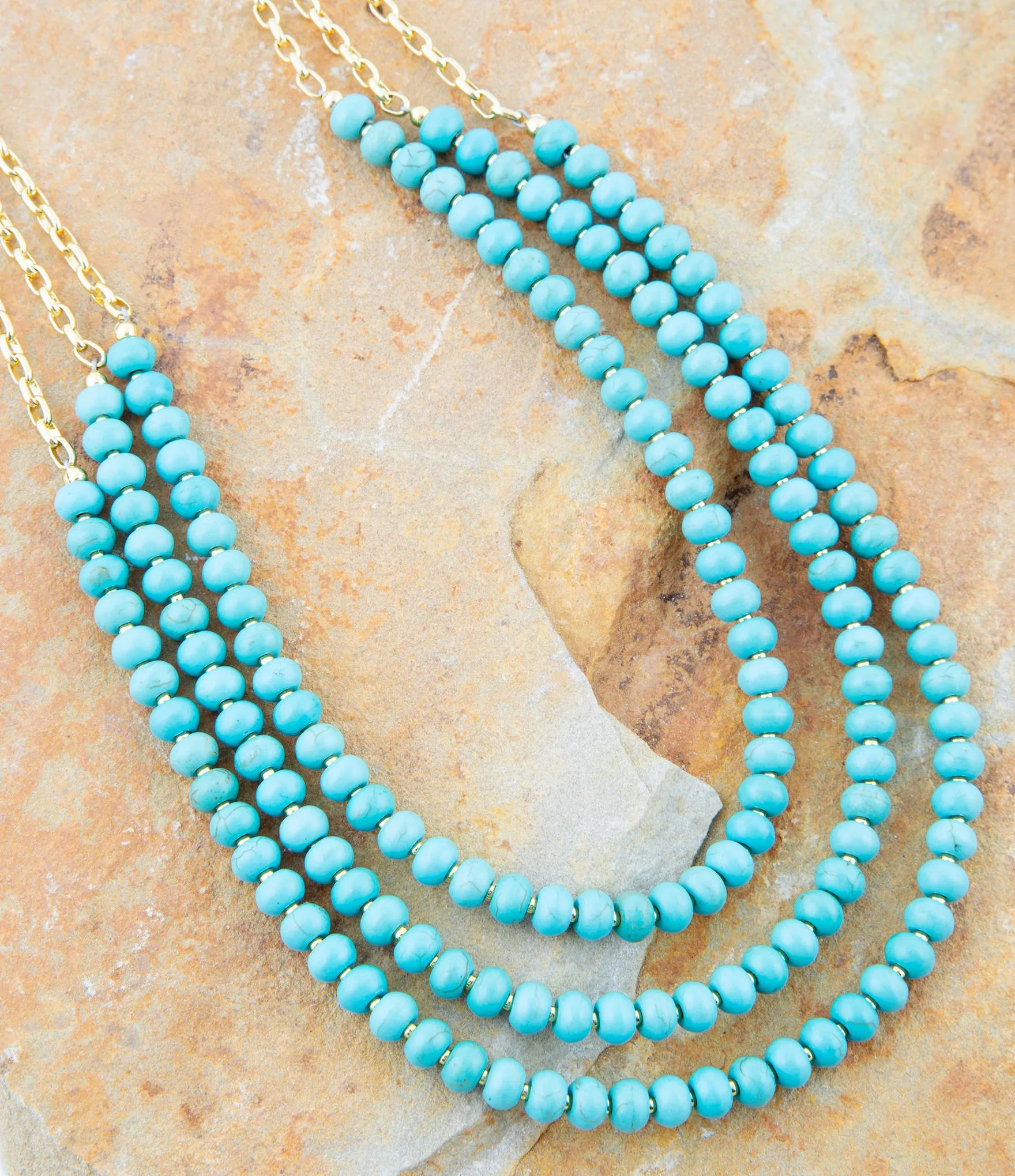 Blue Turquoise Magnesite Golden Necklace sold by Barse product image thumbnail 3