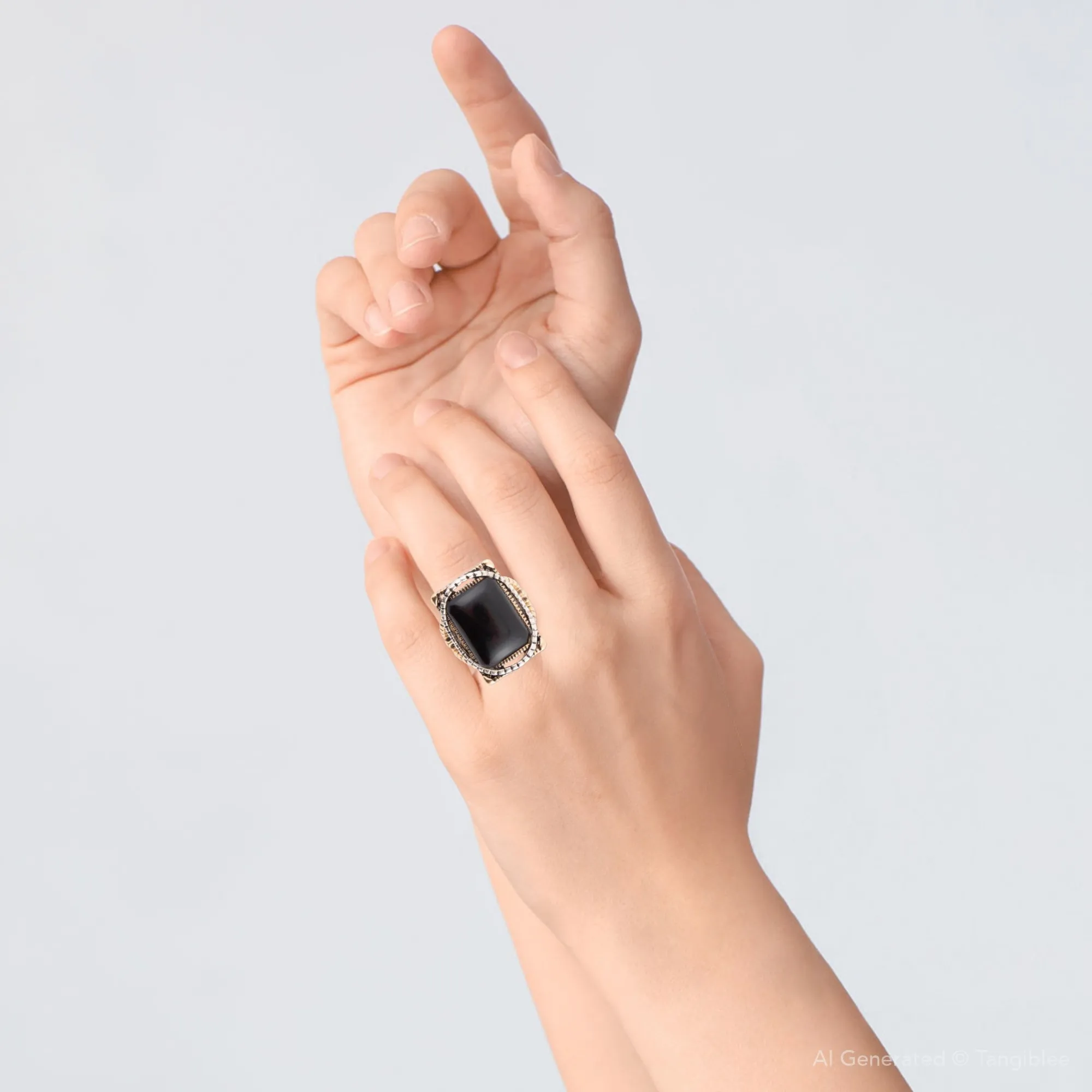 Black Onyx Mixed Metal Statement Ring sold by Barse product image thumbnail 4