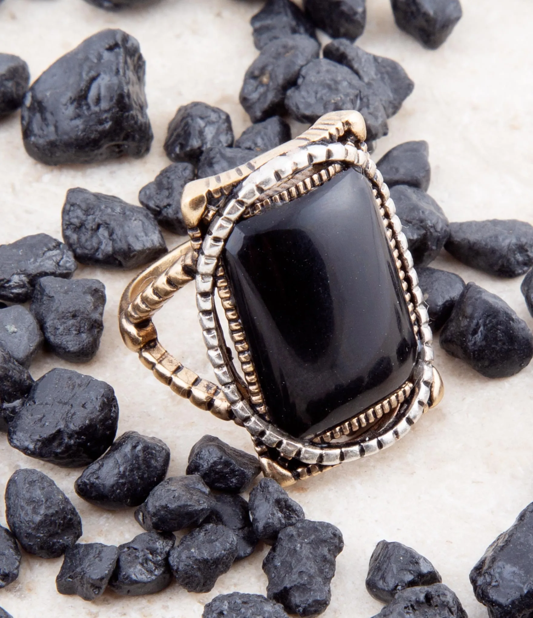 Black Onyx Mixed Metal Statement Ring sold by Barse product image thumbnail 2