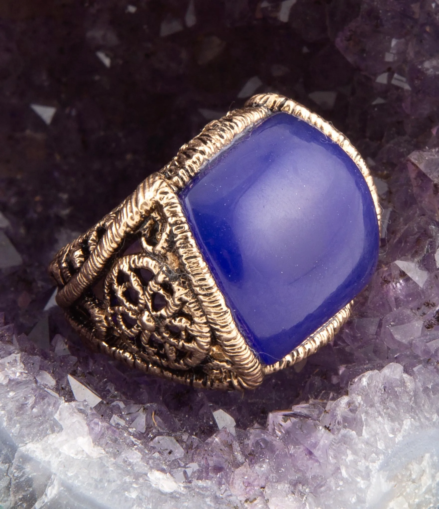 Lace Blue Agate Golden Statement Ring sold by Barse product image thumbnail 4
