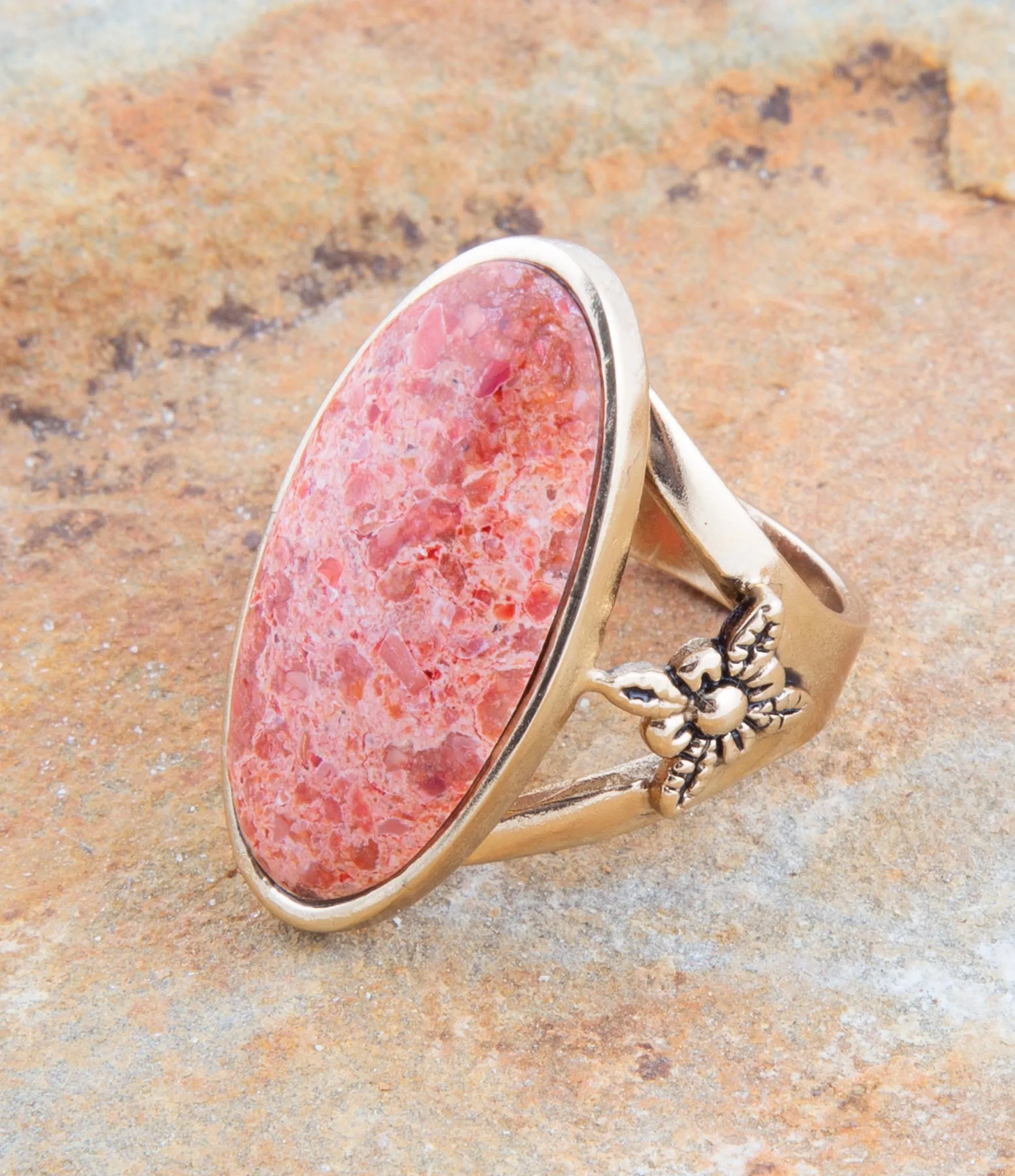 Lucent Orange Coral Golden Ring sold by Barse product image thumbnail 4