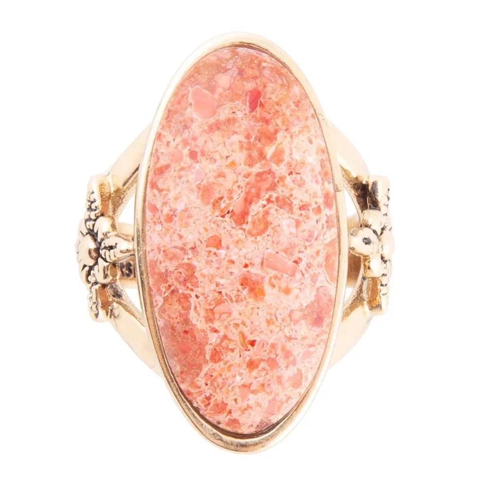 Lucent Orange Coral Golden Ring sold by Barse product image thumbnail 3