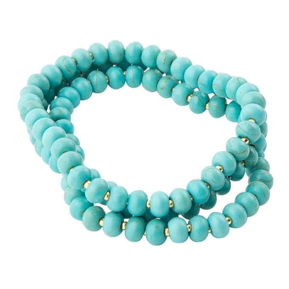 Blue Turquoise Magnesite Golden Bracelet Set sold by Barse product image thumbnail 4