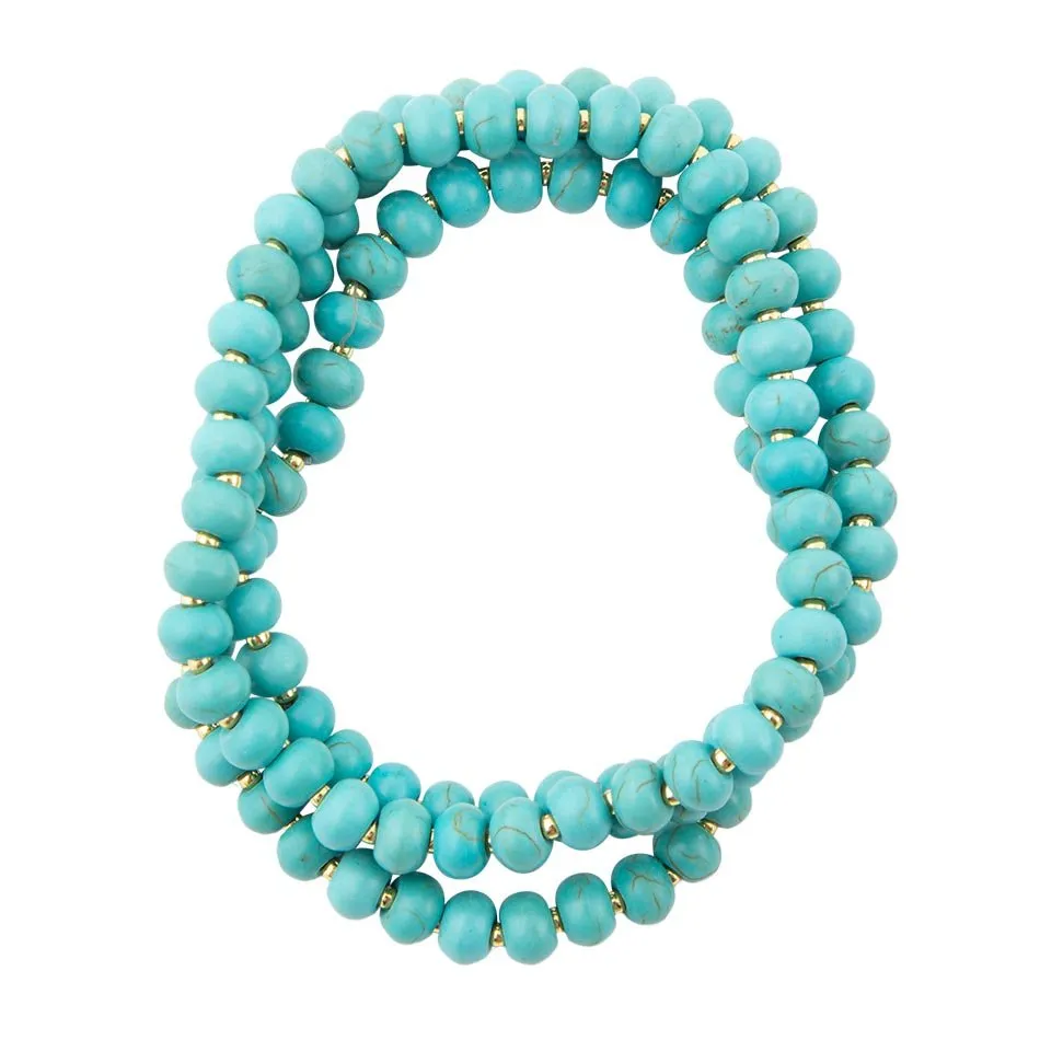 Blue Turquoise Magnesite Golden Bracelet Set sold by Barse