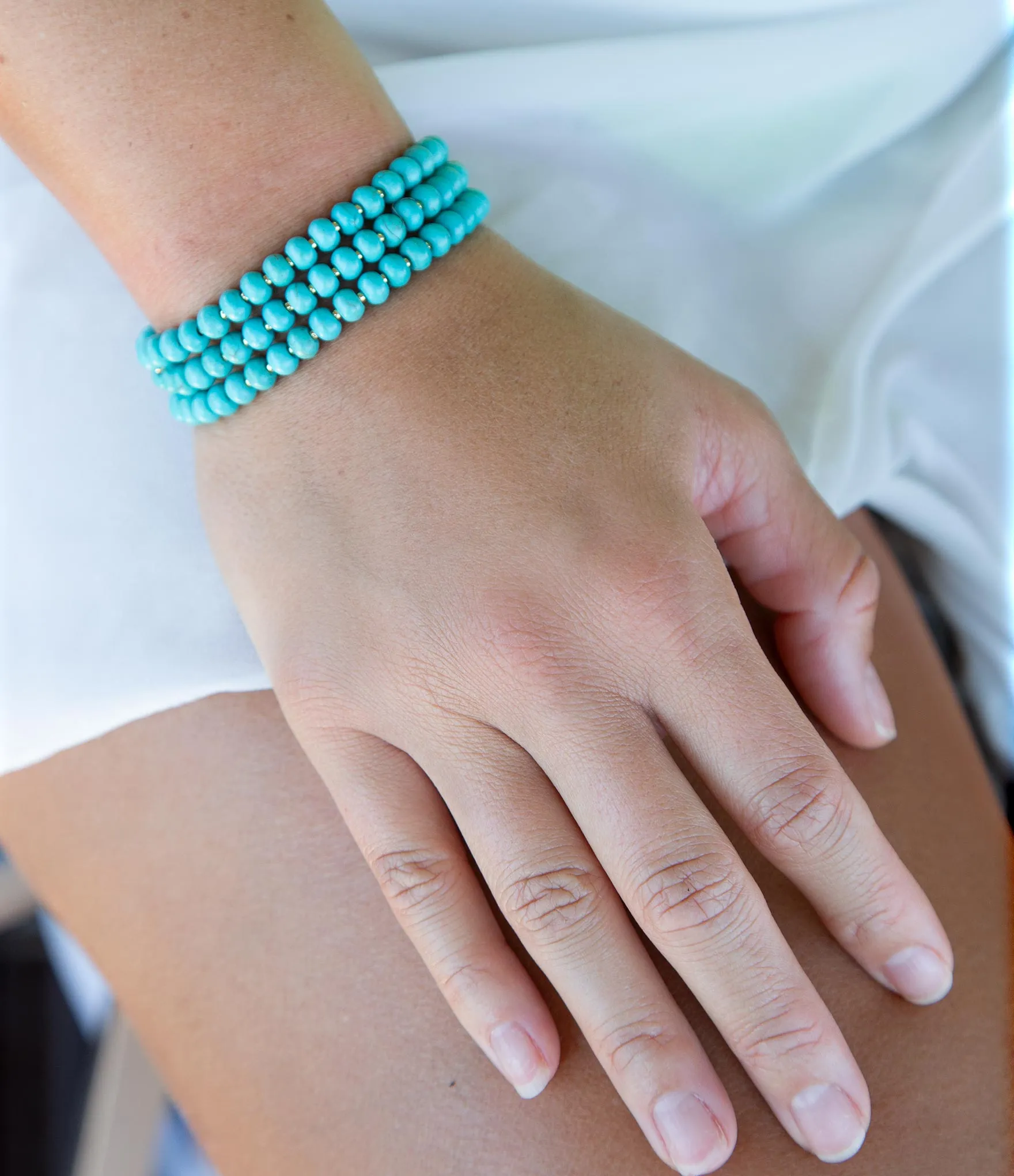 Blue Turquoise Magnesite Golden Bracelet Set sold by Barse product image thumbnail 2