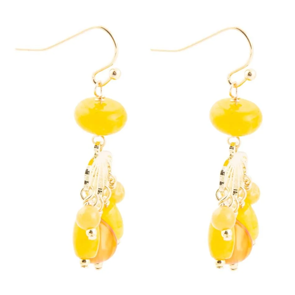 Yellow Carnelian Jade Golden Drop Earrings sold by Barse product image thumbnail 2