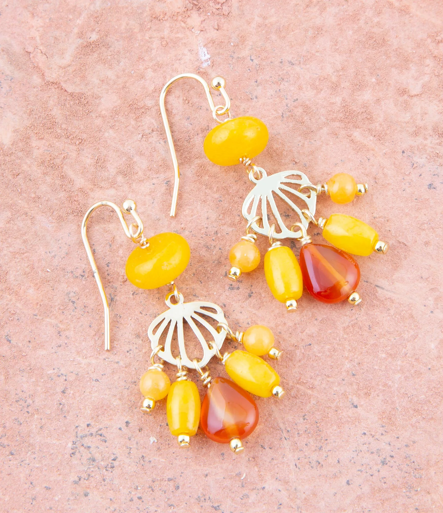 Yellow Carnelian Jade Golden Drop Earrings sold by Barse product image thumbnail 4