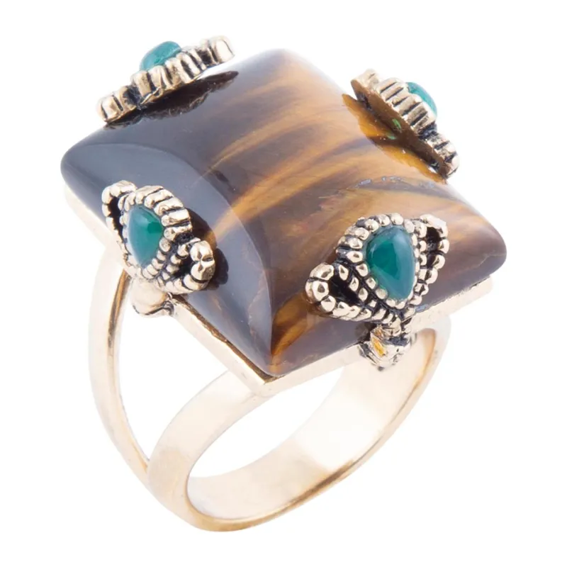 Prismatic Brown Tiger's Eye Statement Golden Ring sold by Barse