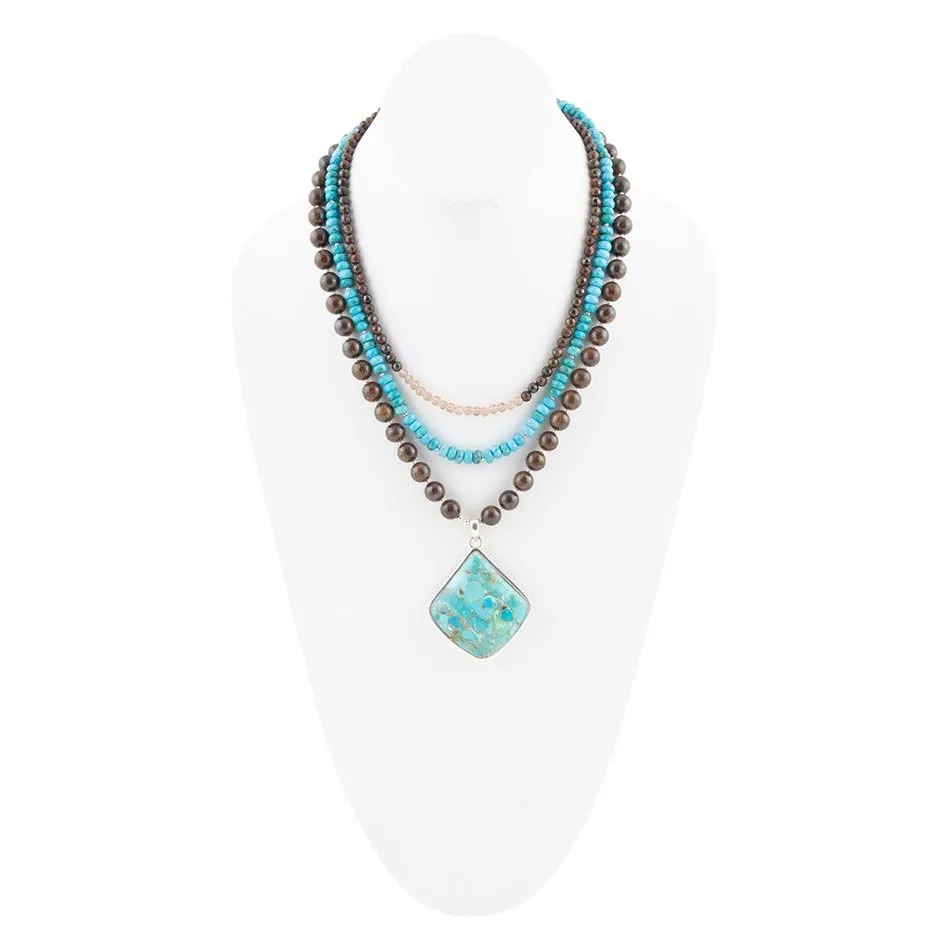 Blue Turquoise Pendant Statement Sterling Silver Necklace sold by Barse product image thumbnail 4