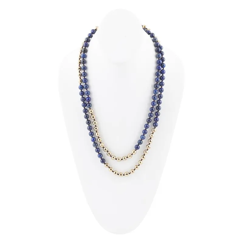 Blue Lapis Wrap Golden Necklace sold by Barse