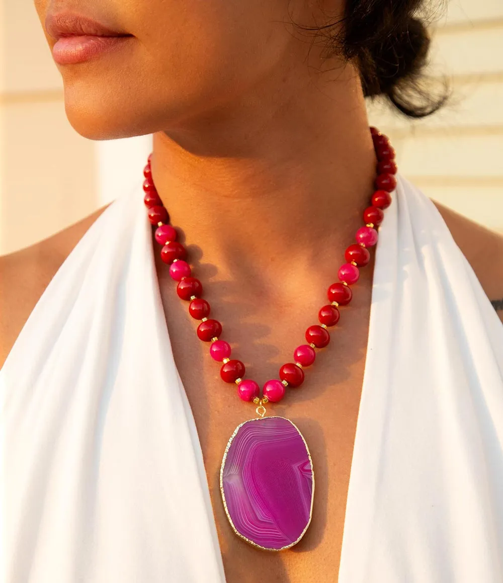 Fuchsia Sunset Purple Agate Pendant Necklace sold by Barse product image thumbnail 2