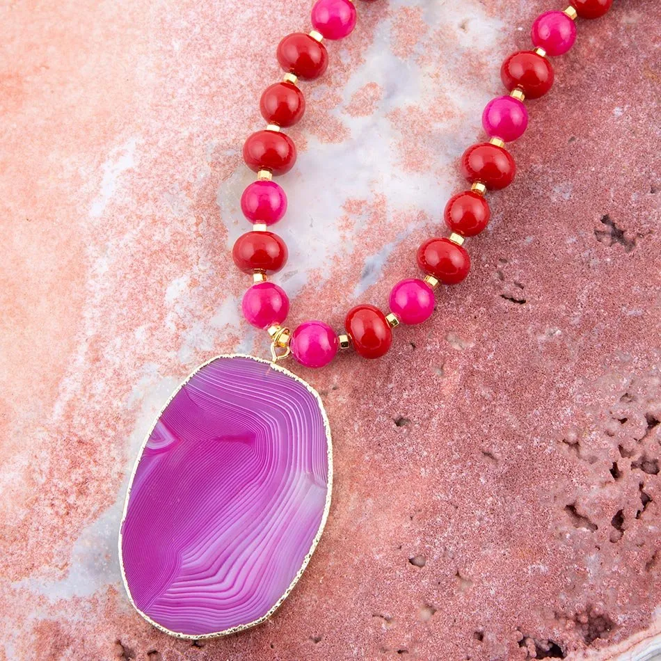 Fuchsia Sunset Purple Agate Pendant Necklace sold by Barse product image thumbnail 3