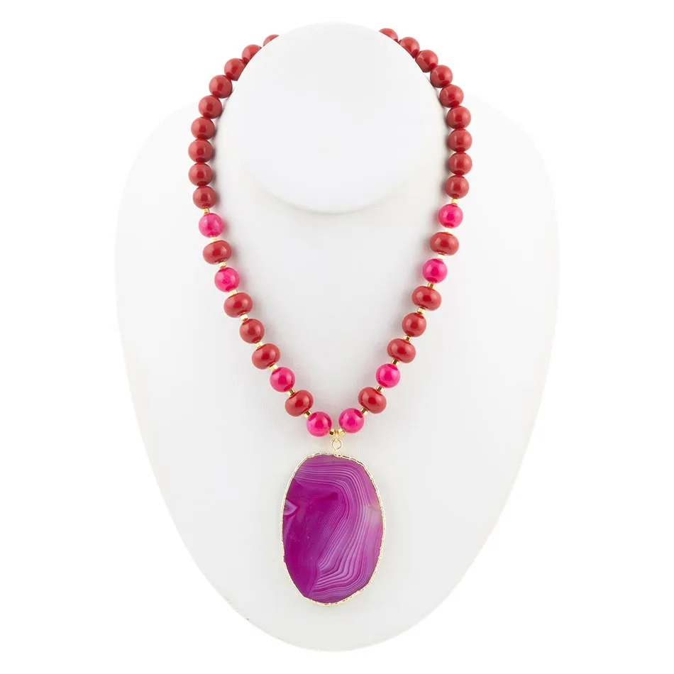 Fuchsia Sunset Purple Agate Pendant Necklace sold by Barse product image thumbnail 4
