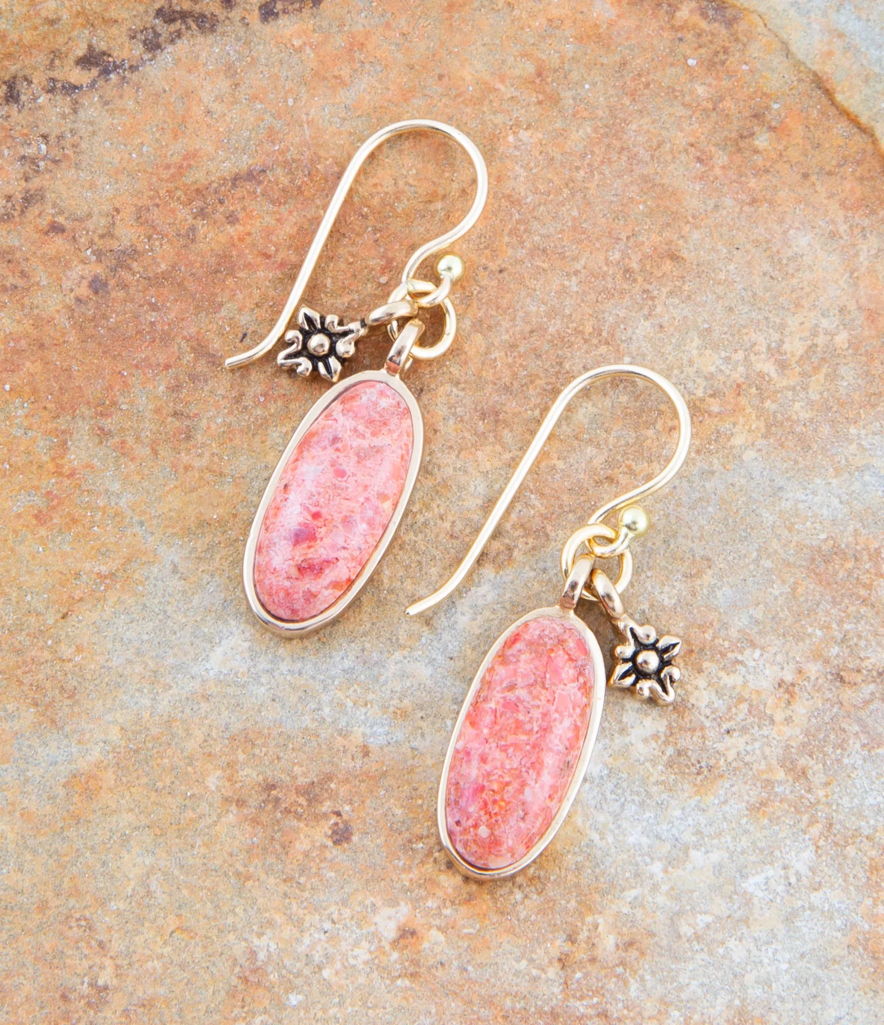 Lucent Orange Sponge Coral Golden Drop Earrings sold by Barse product image thumbnail 4