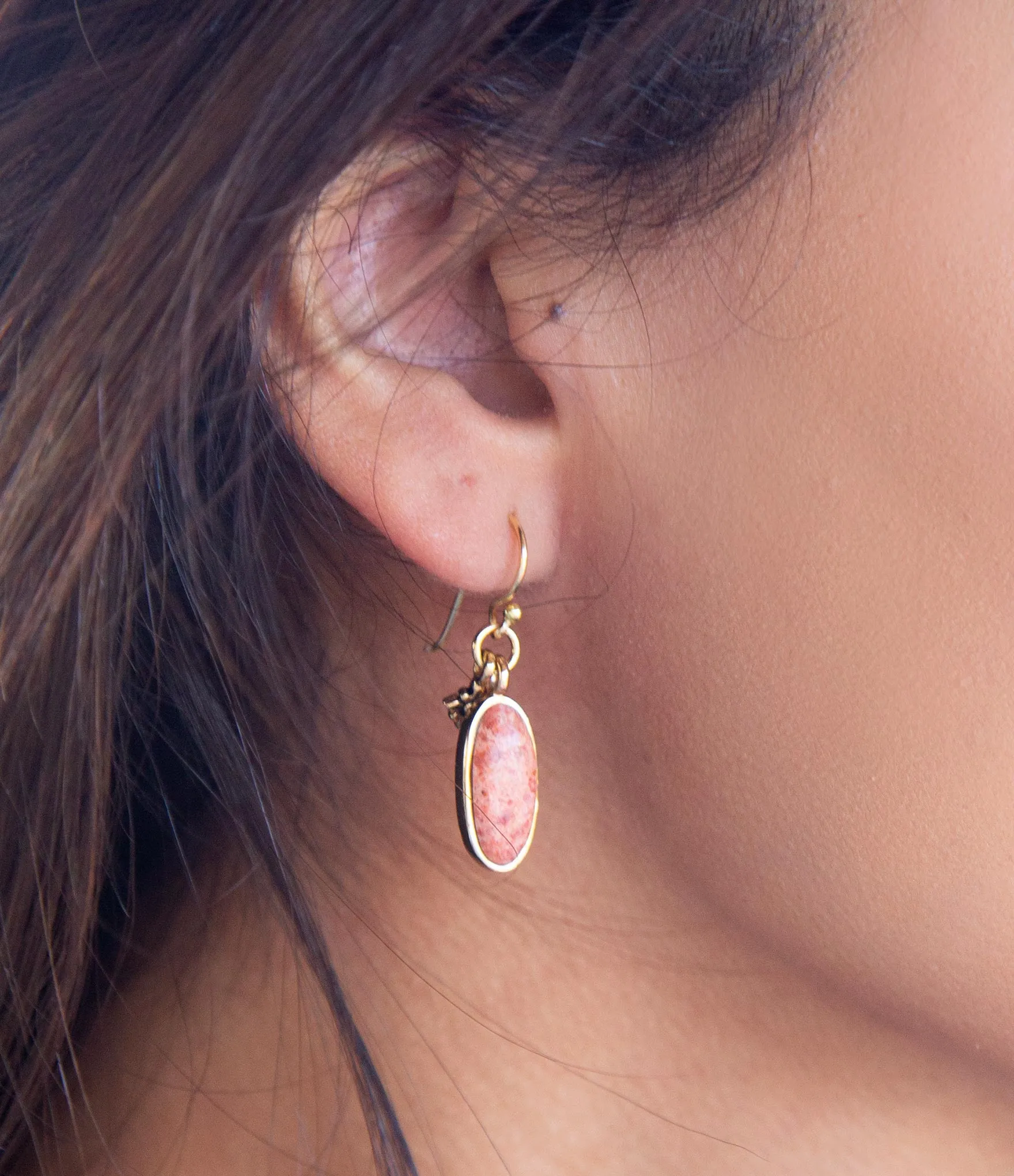 Lucent Orange Sponge Coral Golden Drop Earrings sold by Barse product image thumbnail 2