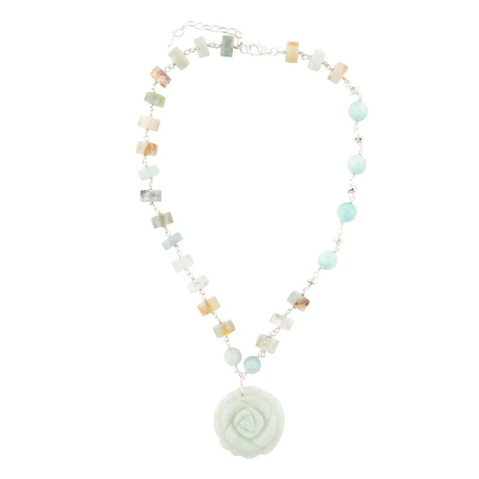 Blue Amazonite Rosette Sterling Necklace sold by Barse product image thumbnail 4