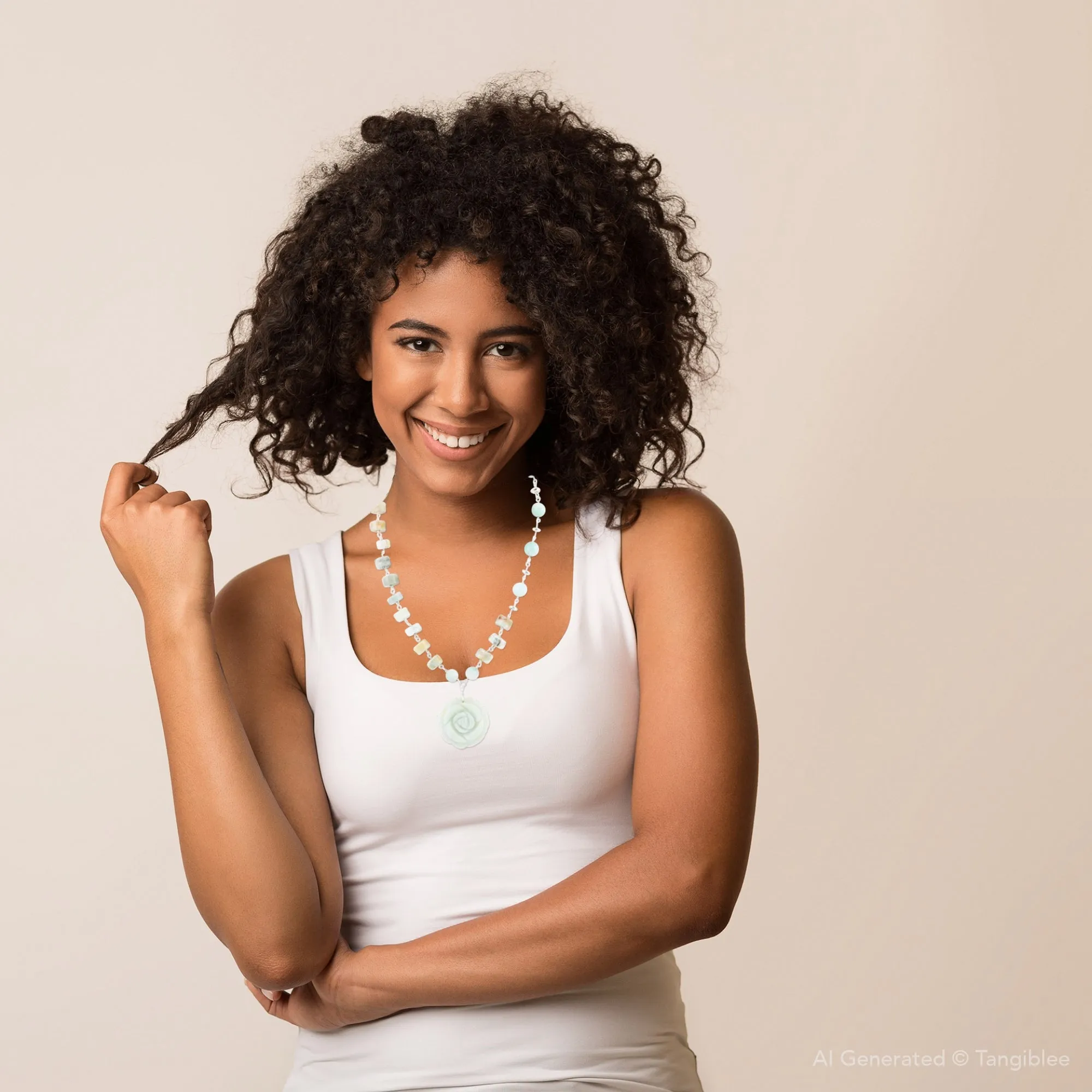 Blue Amazonite Rosette Sterling Necklace sold by Barse product image thumbnail 3