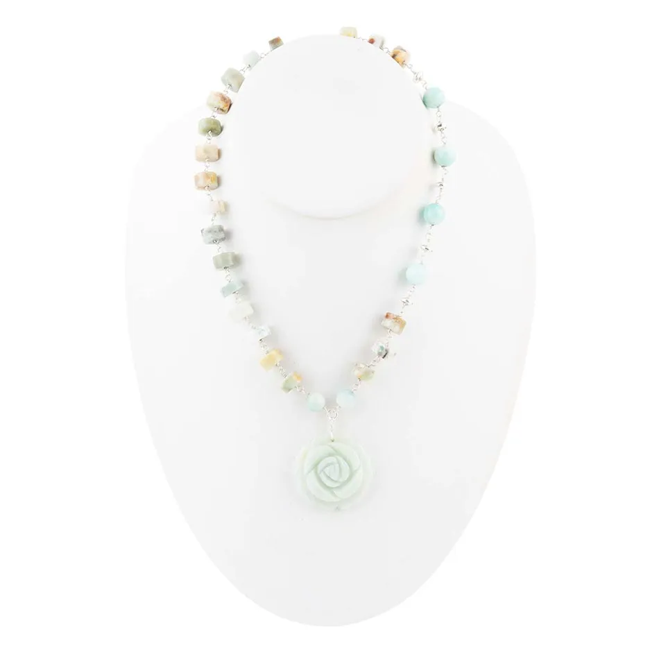 Blue Amazonite Rosette Sterling Necklace sold by Barse product image thumbnail 5