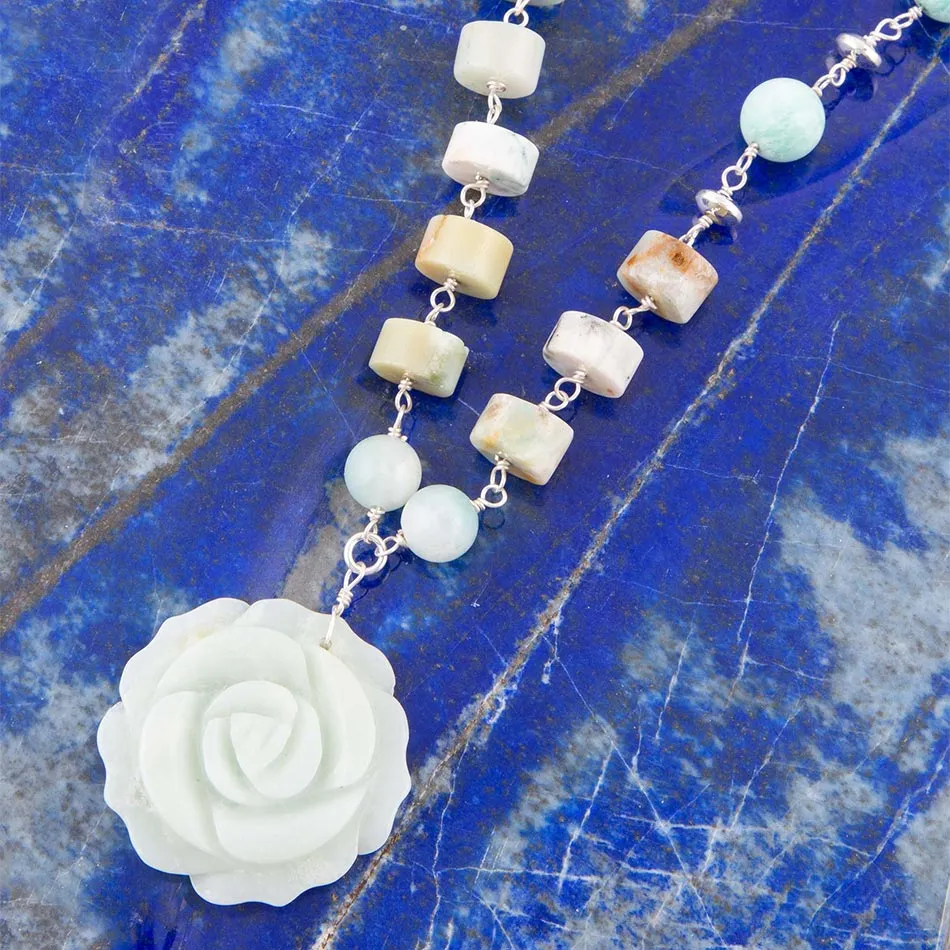 Blue Amazonite Rosette Sterling Necklace sold by Barse product image thumbnail 2